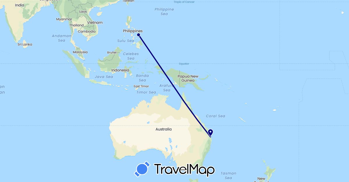 TravelMap itinerary: driving in Australia, Philippines (Asia, Oceania)